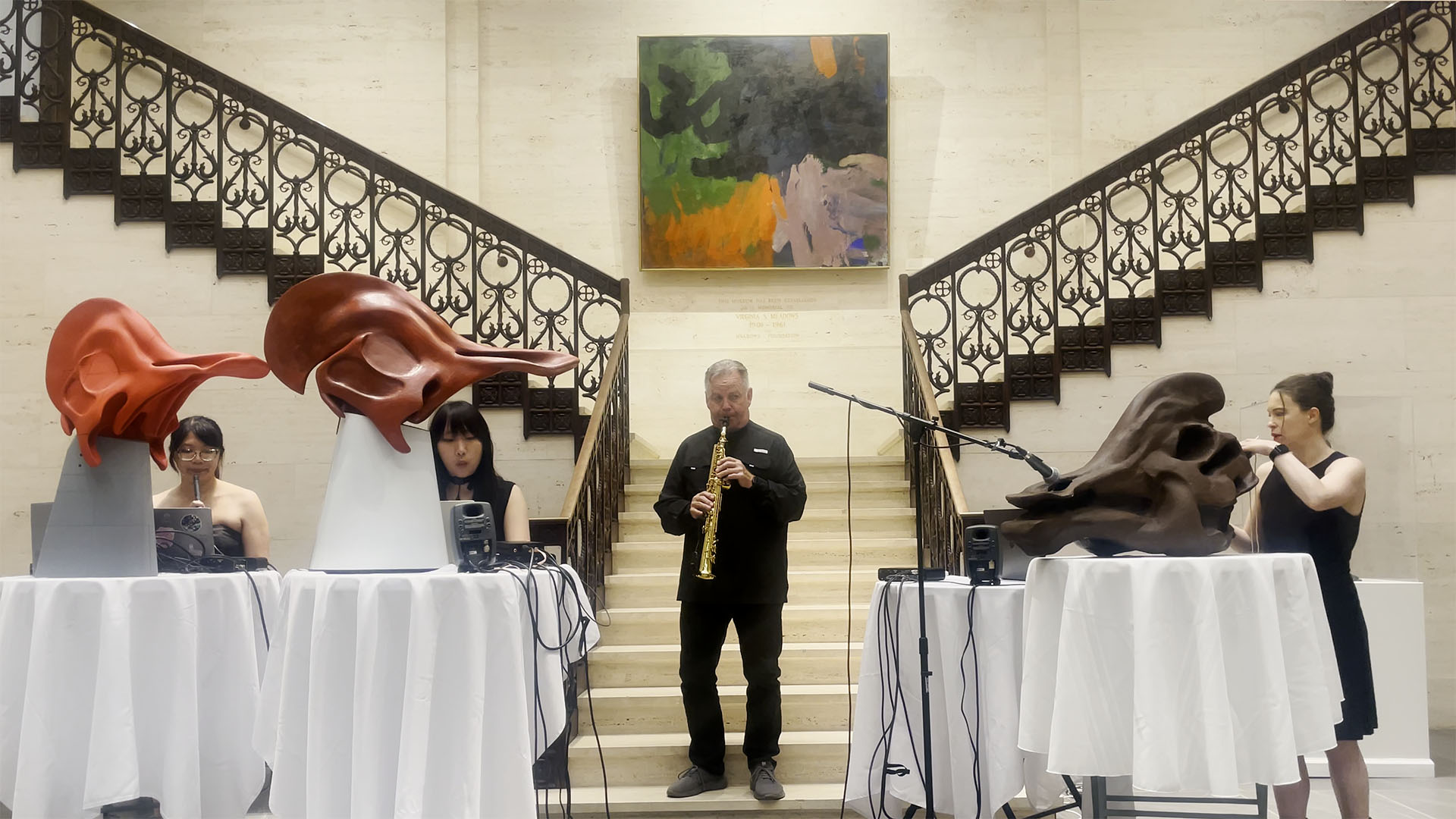 Anger at the Asteroid for 3 Corythosaurus Skull Musical Instruments and Saxophone